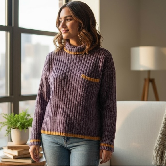 NAADAM Sweaters - NAADAM Purple and Gold Cashmere Cowl Neck Sweater